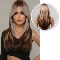 Blonde pruik met Lagen - Pruiken Dames Lang Haar - Wig - 60 cm