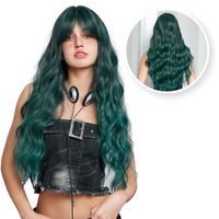 Groene Pruik - Pruiken Dames Lang Haar - Wig - 70 cm