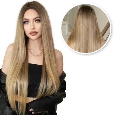 Donkerblonde Lange Pruik Steil - 85 cm