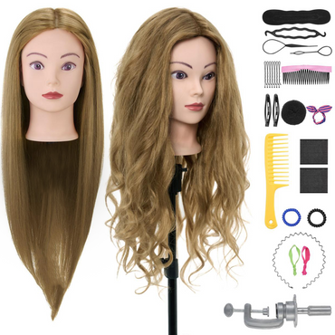 Oefenhoofd 80% Echt Haar Donkerblond