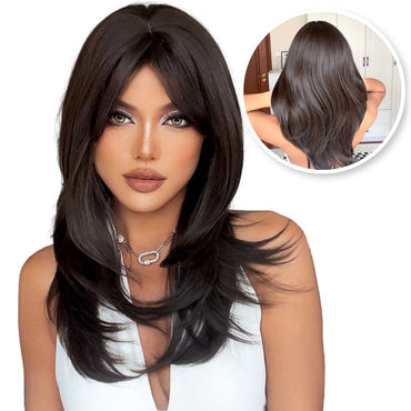 Kastanjebruine Pruik met Lagen Pruik Sassy Goods