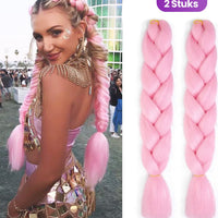 🎁 Vlechthaar 2 Stuks - Haar Extensions - Braids Roze (100% off)