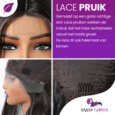 Luxe Bruine Lace Wig met Highlights