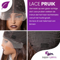 Luxe Bruine Pruik Front Lace Wig - 60 cm Pruik Sassy Goods
