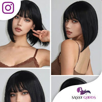 Zwarte Pruik Kort Pruik Sassy Goods