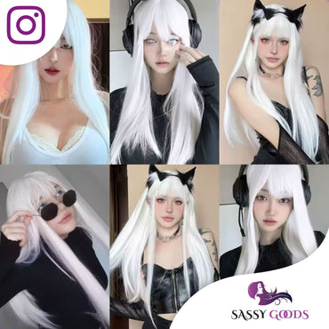 Pruik Wit Lang Pruik Sassy Goods