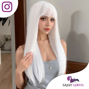 Pruik Wit Lang Pruik Sassy Goods