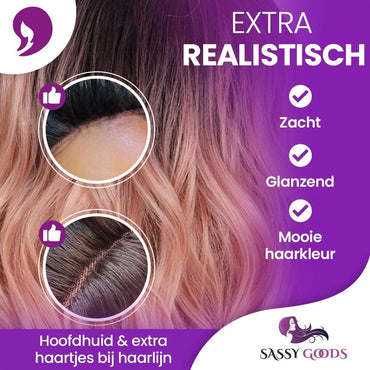 Luxe Roze Ombre Lace Wig - Pruik Pruik Sassy Goods