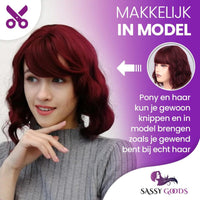 Rode Pruik - Pruiken Dames - Wig - Verstelbaar - Kort Haar - Rood - 35 cm Pruik Sassy Goods