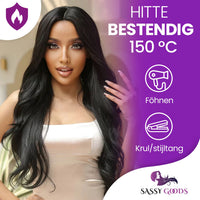 Zwarte Pruik Lang Golvend Pruik Sassy Goods