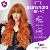 Koperen Pruik met Pony Lang Haar Pruik Sassy Goods