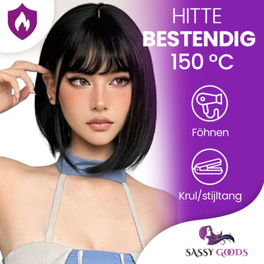 Zwarte Pruik Kort Pruik Sassy Goods