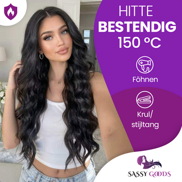 Luxe Lace Front Wig Zwart met Krullen