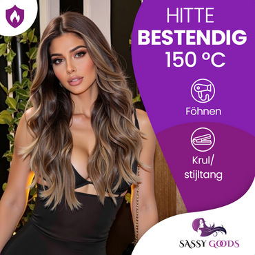 Luxe Bruine Lace Wig met Highlights