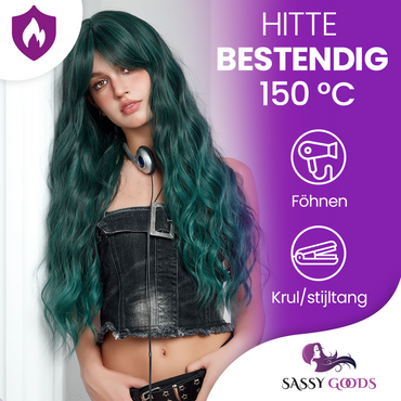 Groene Pruik - Pruiken Dames Lang Haar - Wig - 70 cm