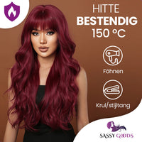 Donkerrode Pruik met Pony Pruik Sassy Goods