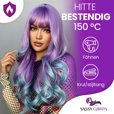 Unicorn Pruik met Pony - Pruiken Dames Lang Haar - Wig - 65 cm Pruik Sassy Goods