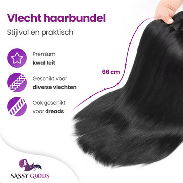 1 x Zwarte Braided hair Bundel Extensions Synthetisch Haar