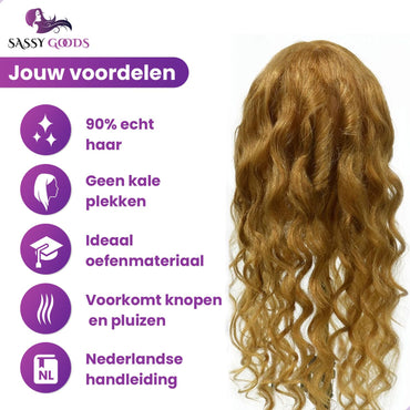 Oefenhoofd Kappershoofd 90% Echt Haar Bruin Oefenhoofd Sassy Goods