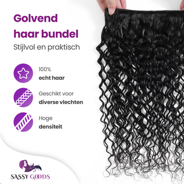 Braided Hair bundle Krullend Zwart Human Hair Extension - 100% Echt Haar