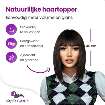Haartopper Donkerbruin Haarextensies Sassy Goods