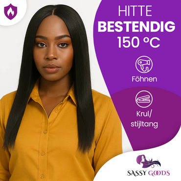 Luxe 100% Human Hair V Part Steil Haar Zwart