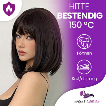 Donkerbruine Pruik Kort Pruik Sassy Goods