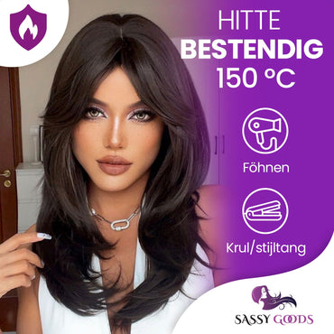 Kastanjebruine Pruik met Lagen Pruik Sassy Goods