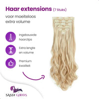 Clip In Extensions 7 Stuks - Blond Golvend - 60 cm Haarextensies Sassy Goods