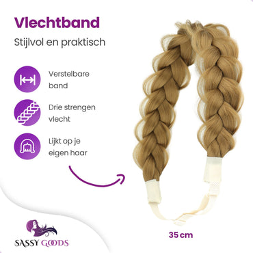 Gevlochten Haarband – Verstelbaar | Donkerblond extensions Sassy Goods