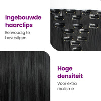 Clip In Extensions 7 Stuks - Zwart Steil - 60 cm Haarextensies Sassy Goods