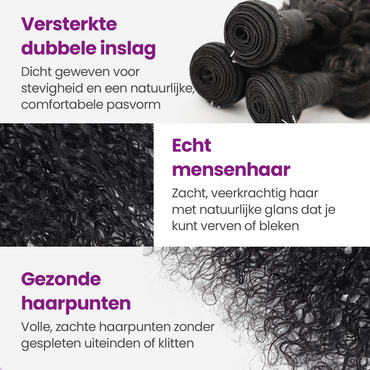 Braided Hair bundle Krullend Zwart Human Hair Extension - 100% Echt Haar
