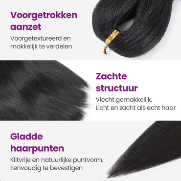1 x Zwarte Braided hair Bundel Extensions Synthetisch Haar