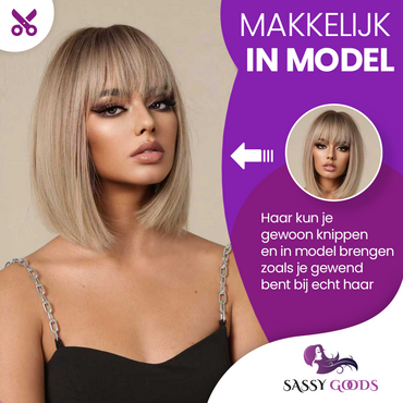 Donkerblonde Pruik Bob - 30 cm