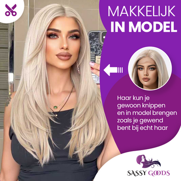 Lace Wig Licht Blond 55 cm met Lagen