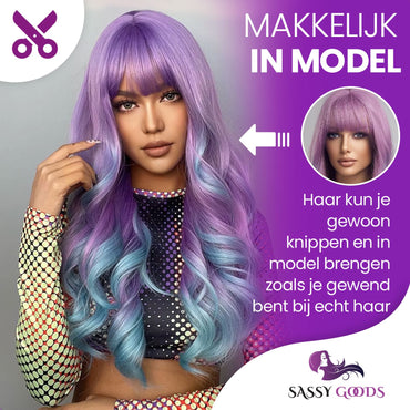 Unicorn Pruik met Pony - Pruiken Dames Lang Haar - Wig - 65 cm Pruik Sassy Goods