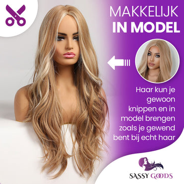 Blonde Pruik met Highlights Pruik Sassy Goods