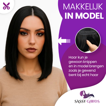 Premium V-Part Wig Bob Steil – 100% Echt Human Hair