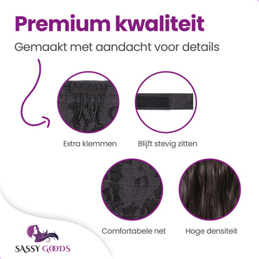Ponytail Extension Donkerbruin Golvend extensions Sassy Goods