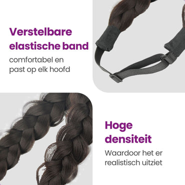 Gevlochten Haarband – Verstelbaar | Donkerbruin vlechtband Sassy Goods