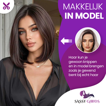 Luxe Bruine Pruik Front Lace Wig - 25 cm