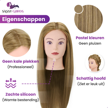 Oefenhoofd 80% Echt Haar Donkerblond