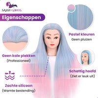 Oefenhoofd Kappershoofd Roze Blauw - 70 cm Oefenhoofd Sassy Goods