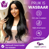 Zwarte Pruik Lang Golvend Pruik Sassy Goods