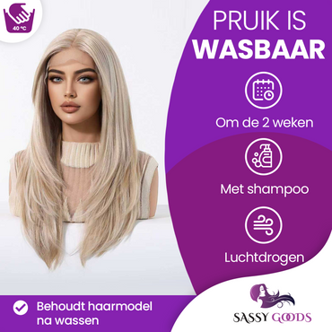 Lace Wig Licht Blond 55 cm met Lagen