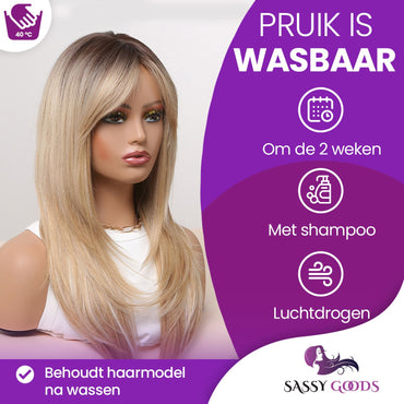 Blonde pruik met Lagen - 60 cm Pruik Sassy Goods