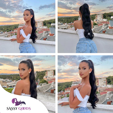 Ponytail Extension Zwart Golvend Haarextensies Sassy Goods