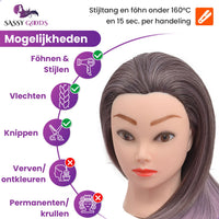 Oefenhoofd Kappershoofd Roze Donkergrijs - 70 cm Oefenhoofd Sassy Goods