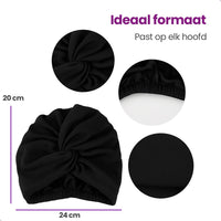 Zwarte Chemo muts - 1 maat - Dames Cap Pruik Accessoires Sassy Goods