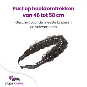 Gevlochten Haarband – Verstelbaar | Donkerbruin vlechtband Sassy Goods